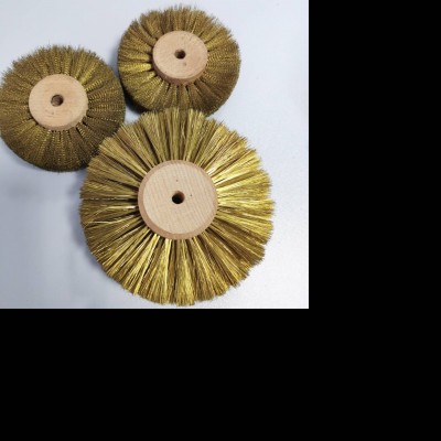 Industrial Copper Wire Wheel Brush For Descaling Wooden Base Brass Wire Disc Brush For Polishing