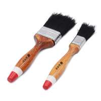 Two red-tailed boar bristle smooth round hardwood handle paint brushes